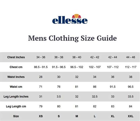 ellesse size chart.